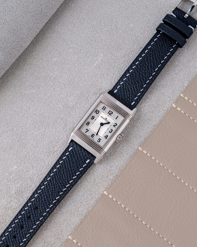 Navy Epsom Slim Strap (Cream Stitching)