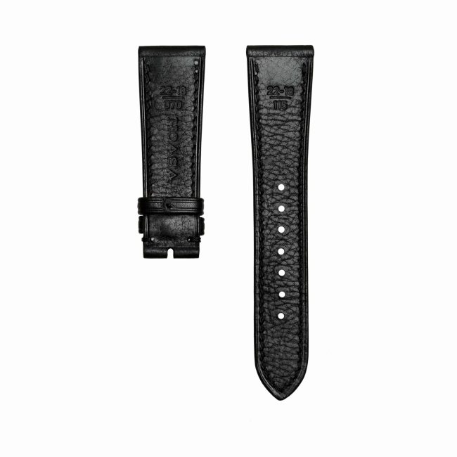 black cowhide signature handmade leather watch strap