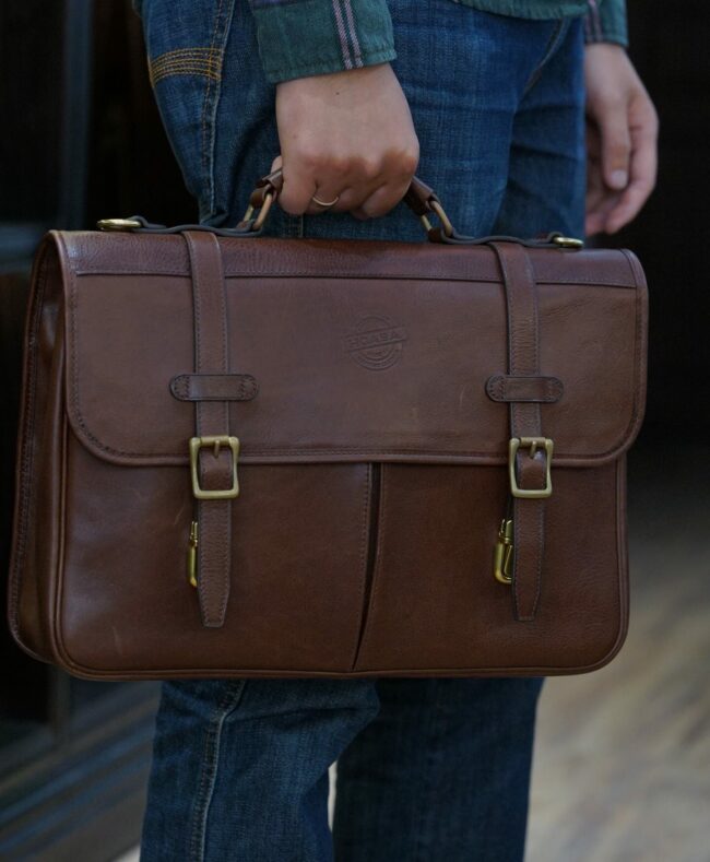 Texture Coffee Messenger - Handmade Leather Briefcase