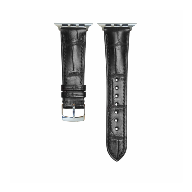 Black Alligator Leather Apple Watch Strap