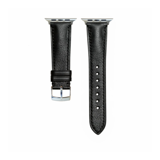 Black Cowhide Signature Leather Apple Watch Strap1