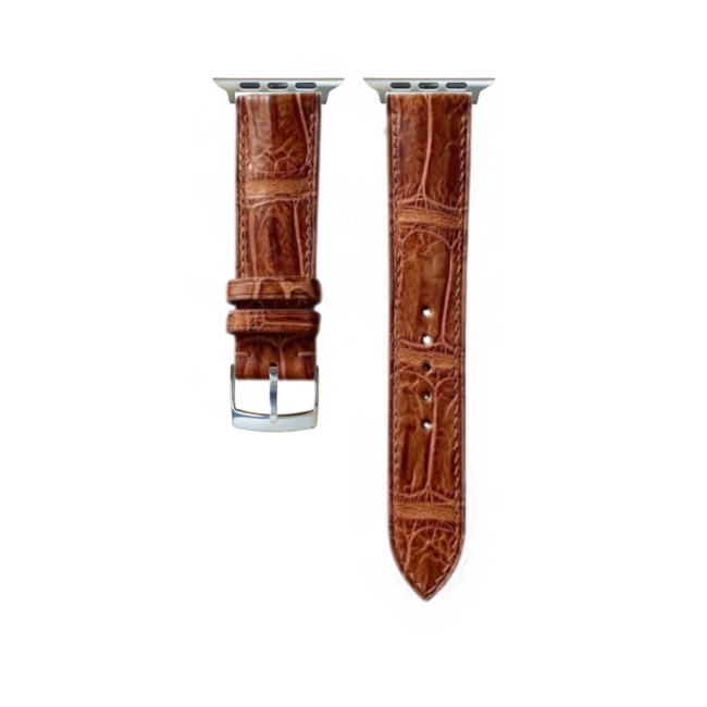 Tobaco Alligator Leather Apple Watch Strap