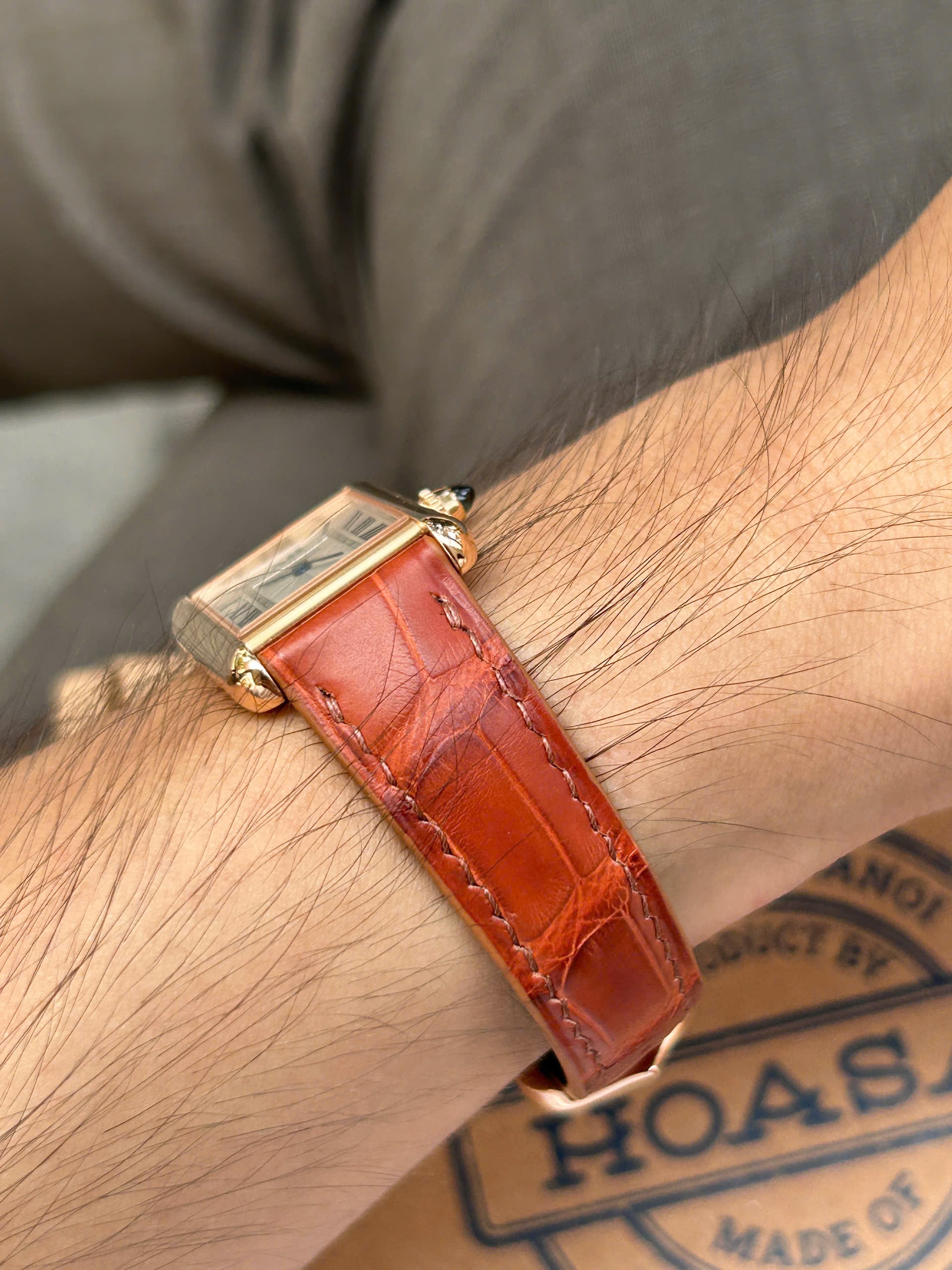 Tobaco Alligator Strap Cartier Tank1