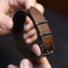 NATO Dark Brown Vachetta Leather Strap1