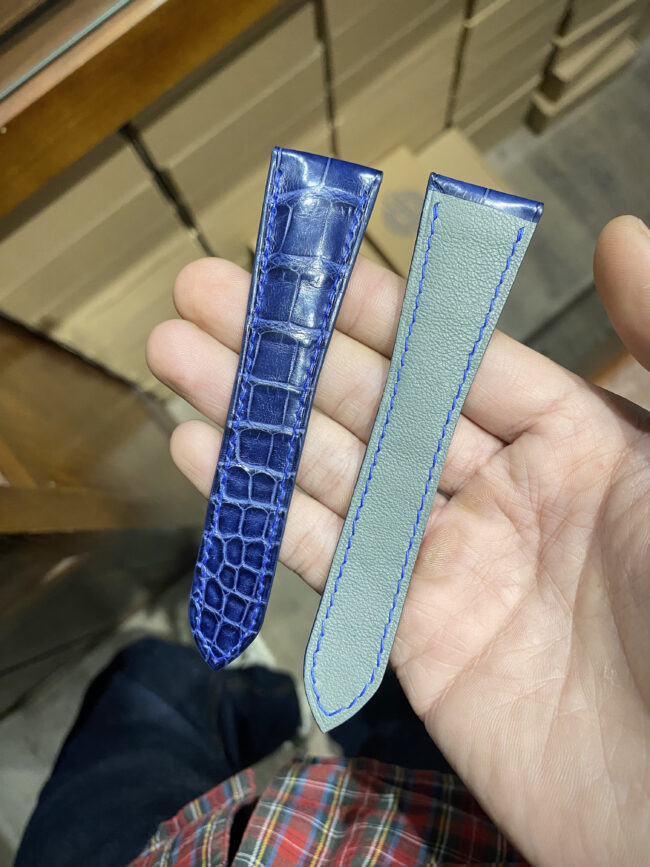 Blue Alligator Strap for Cartier Tank2