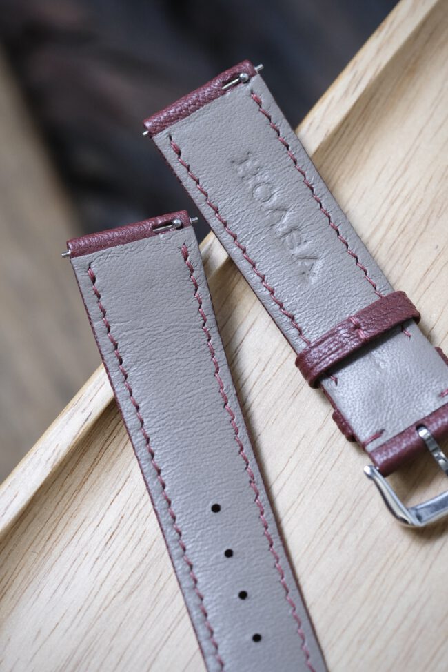 Burgundy Chevre Signature Strap (FOLDED EDGE)3