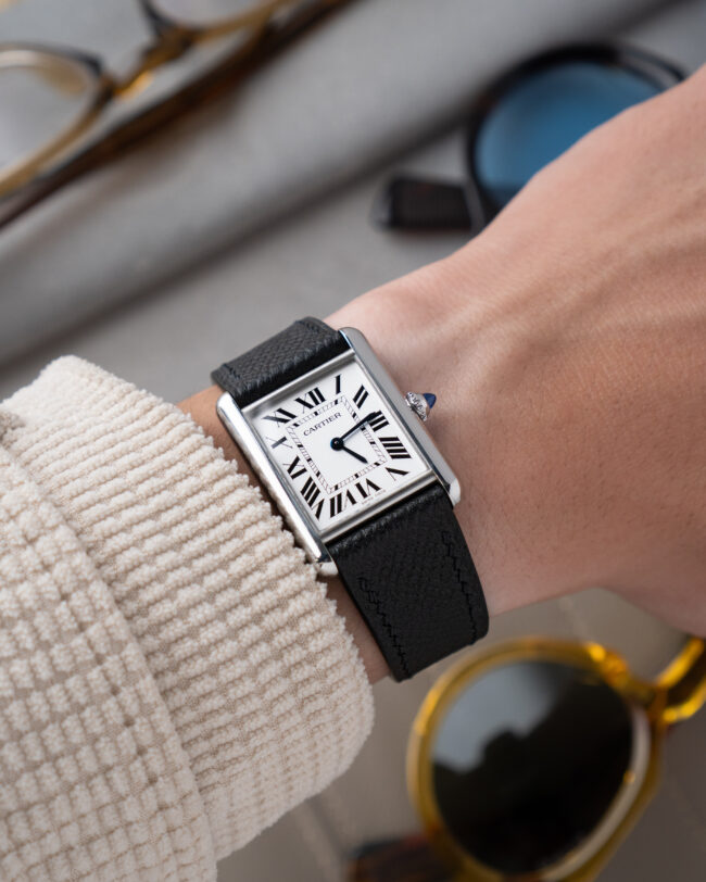 Black Epsom Strap for Cartier Tank123
