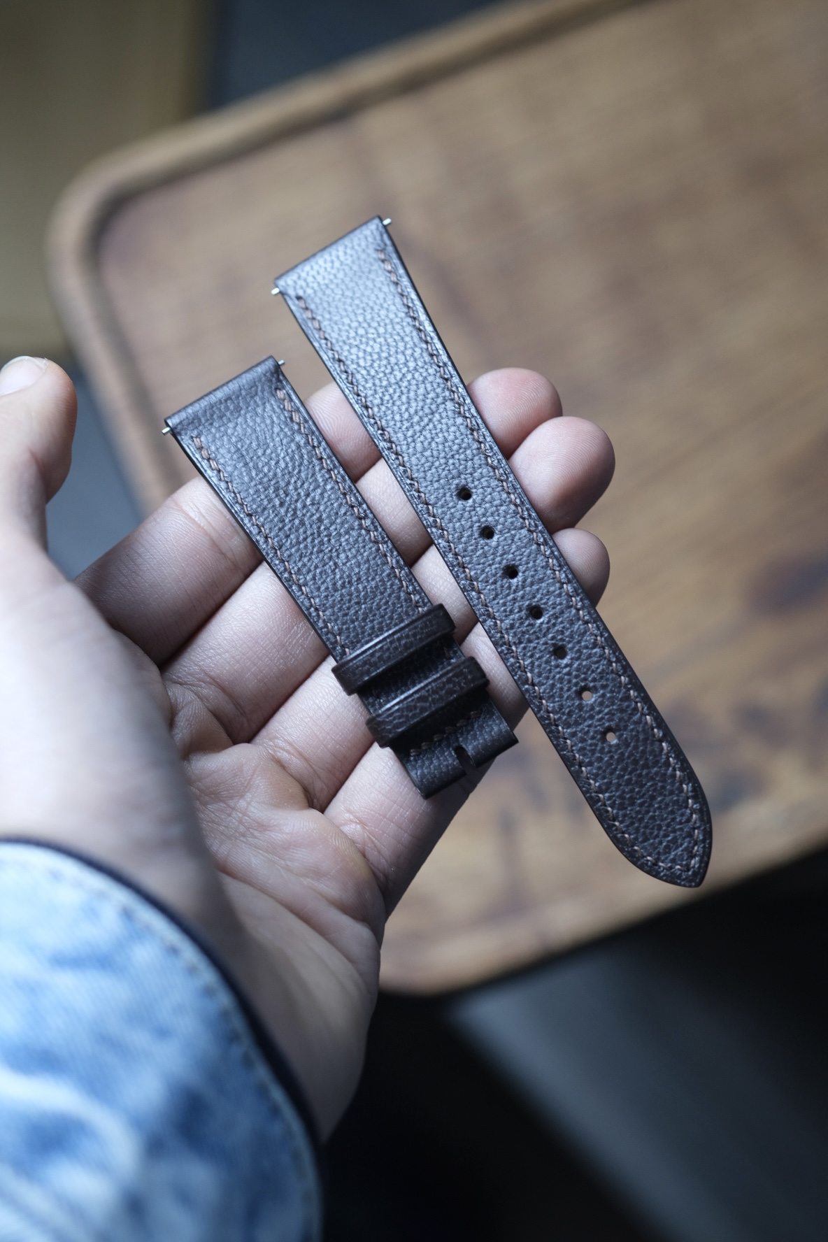 Dark Brown Chevre Slim Strap