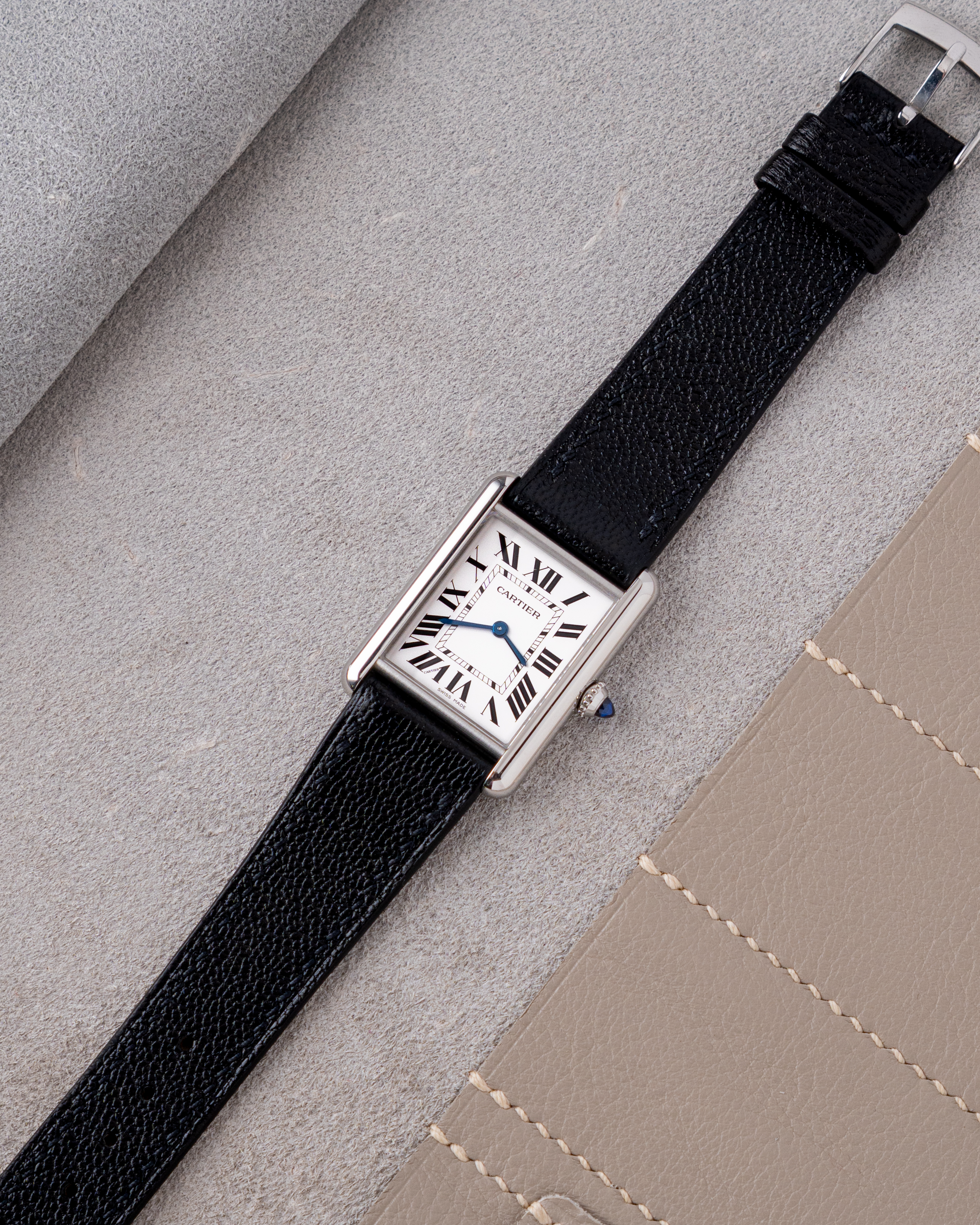 Black Chevre Strap for Cartier Tank