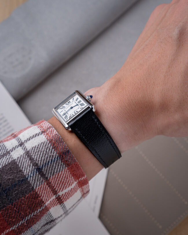 Black Chevre Strap for Cartier Tank2