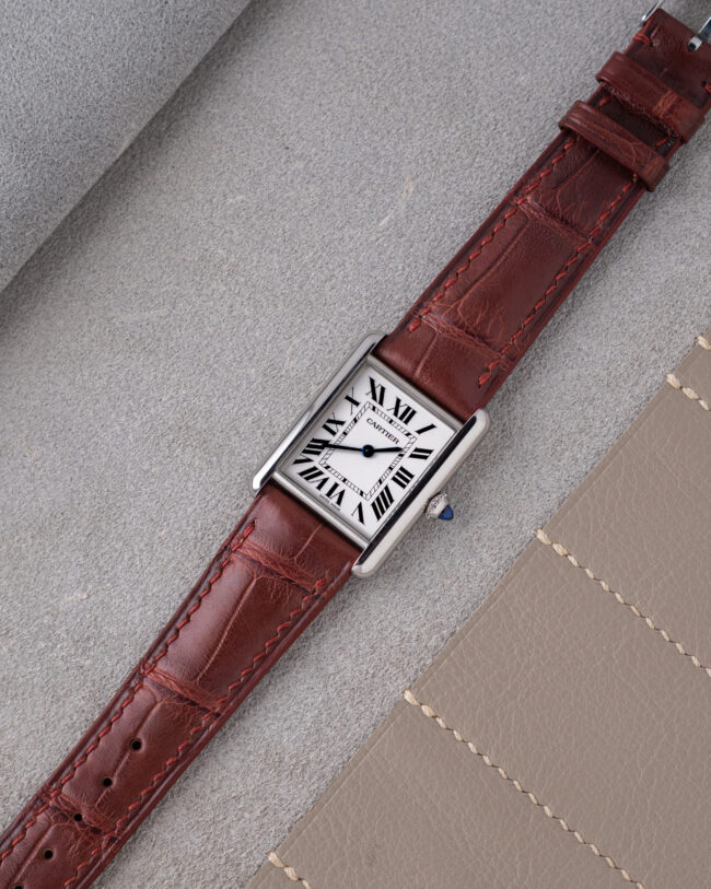 Burgundy Alligator Signature for Cartier Tank