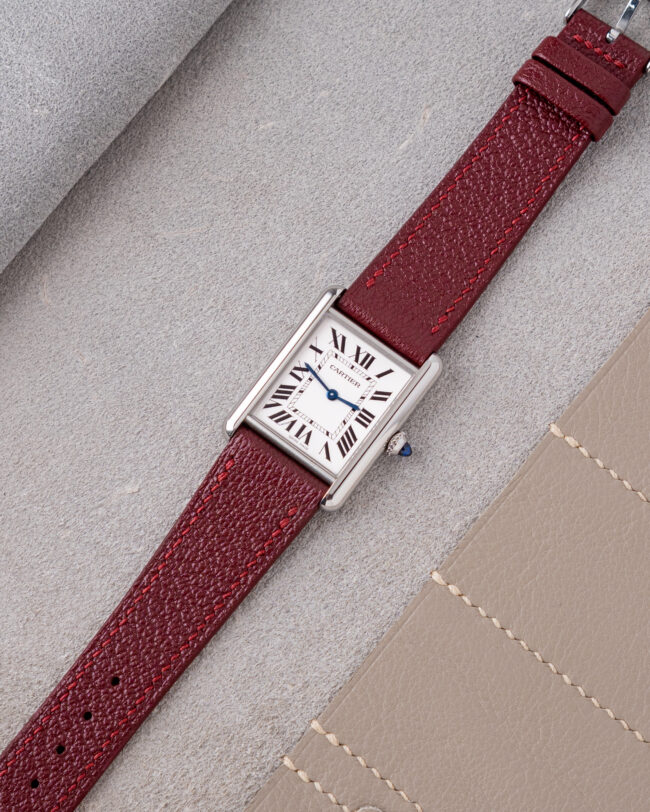 Burgundy Chevre Strap for Cartier Tank