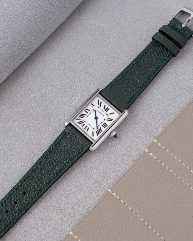 Dark Green Chevre Strap for Cartier Tank
