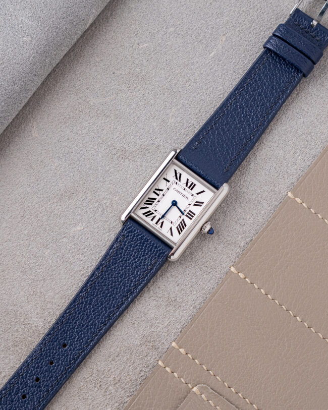 Dark Navy Chevre Strap for Cartier Tank