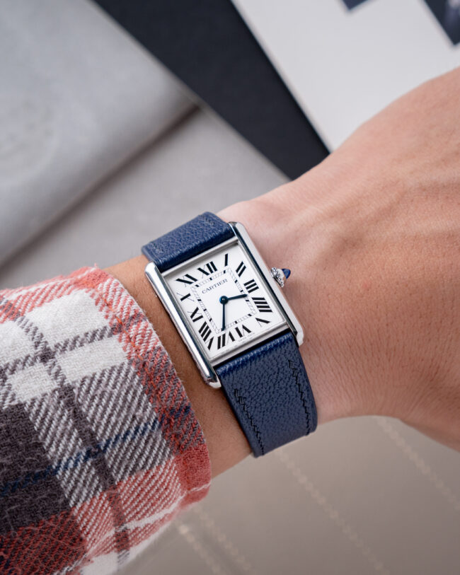 Dark Navy Chevre Strap for Cartier Tank1