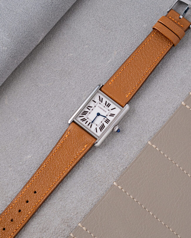 Golden Chevre Strap for Cartier Tank