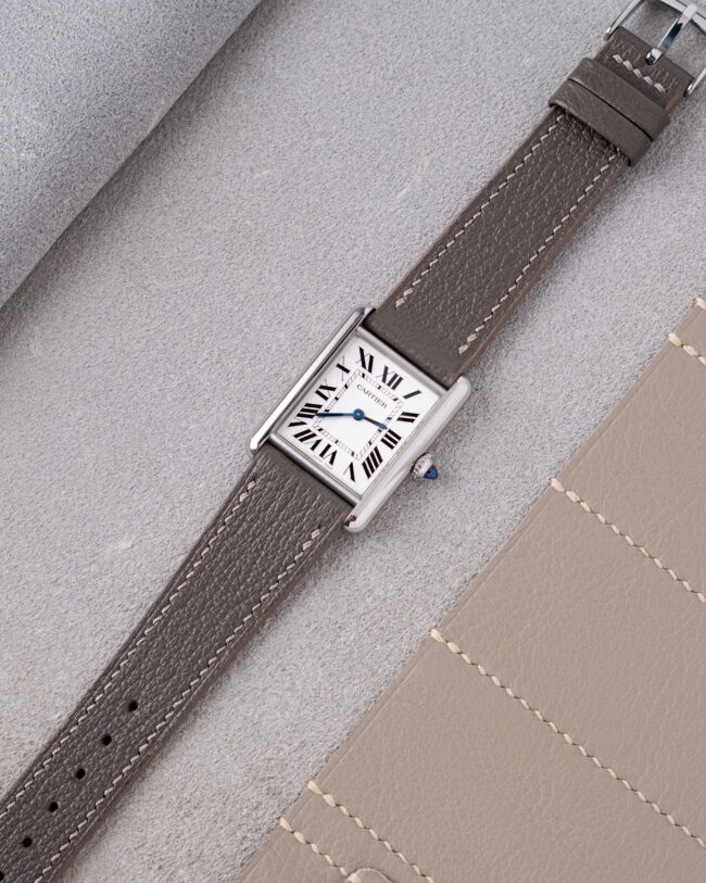 Grey Chevre Strap for Cartier Tank