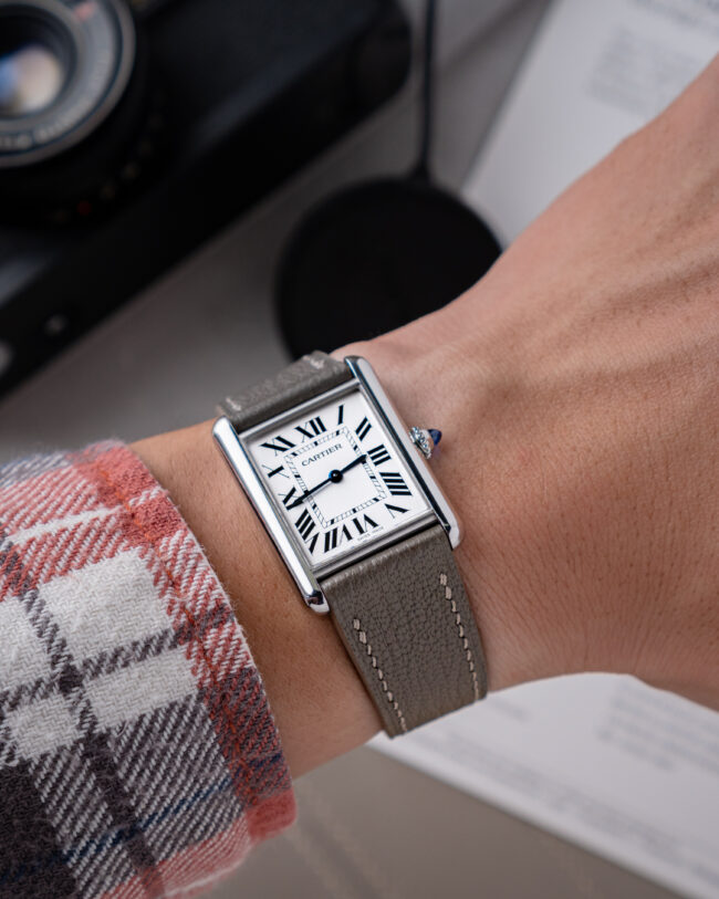Grey Chevre Strap for Cartier Tank1