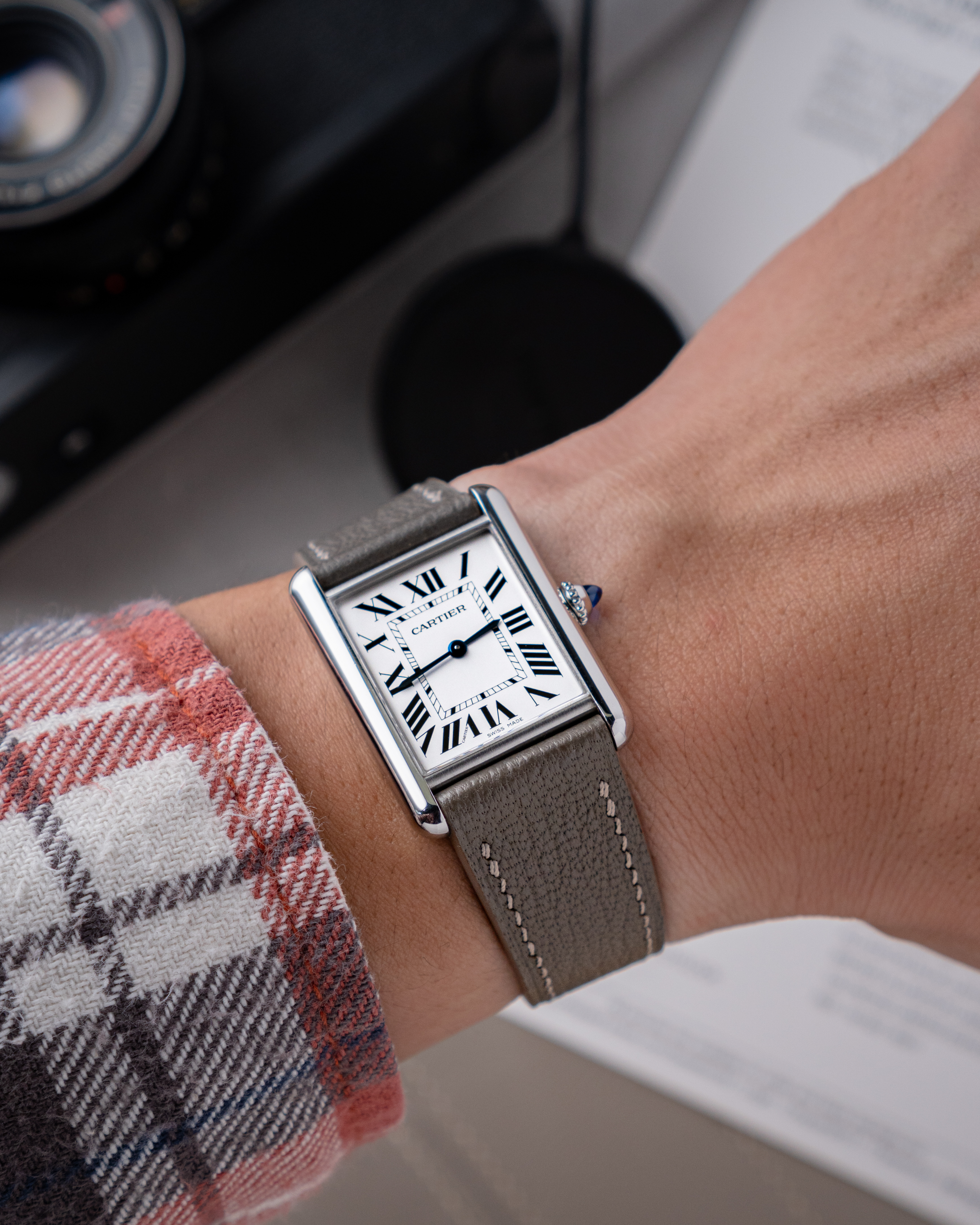 Grey Chevre Strap for Cartier Tank1
