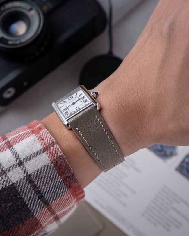 Grey Chevre Strap for Cartier Tank2