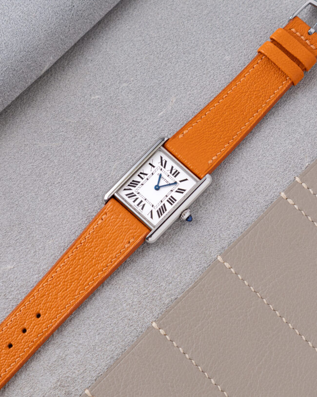 Orange Chevre Strap for Cartier Tank