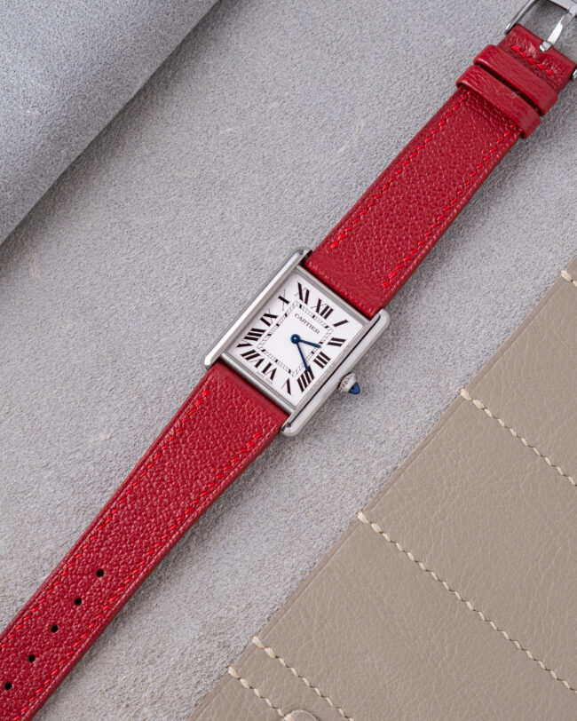 Red Chevre Strap for Cartier Tank