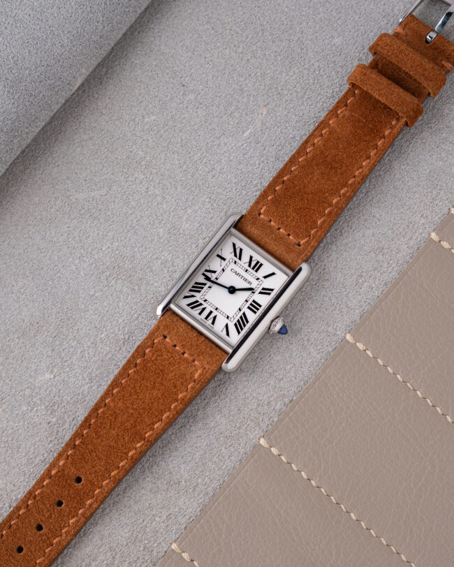 Tan Suede Strap for Cartier Tank
