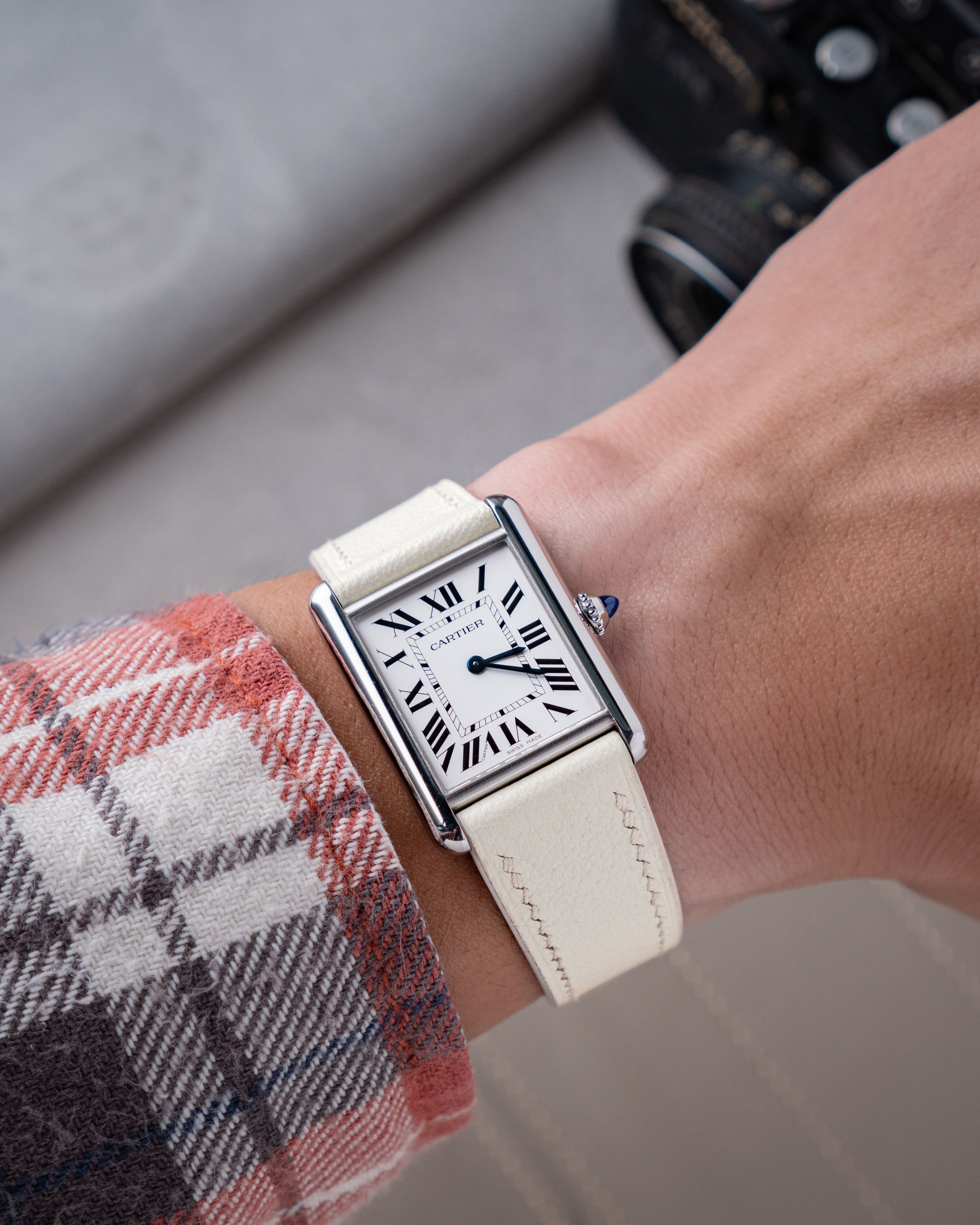 White Chevre Strap for Cartier Tank1