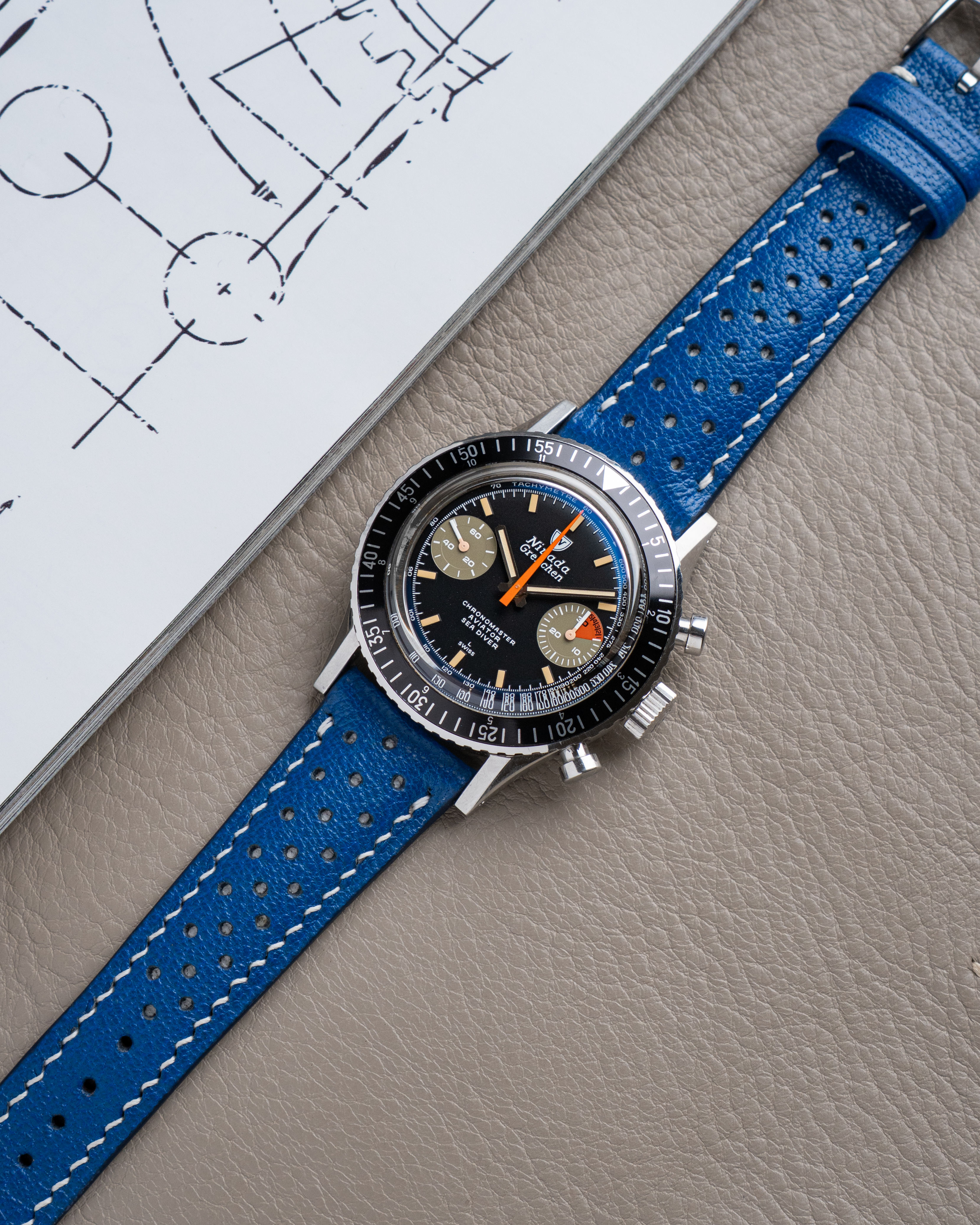 Nivada Watch with Leather Racing Straps1