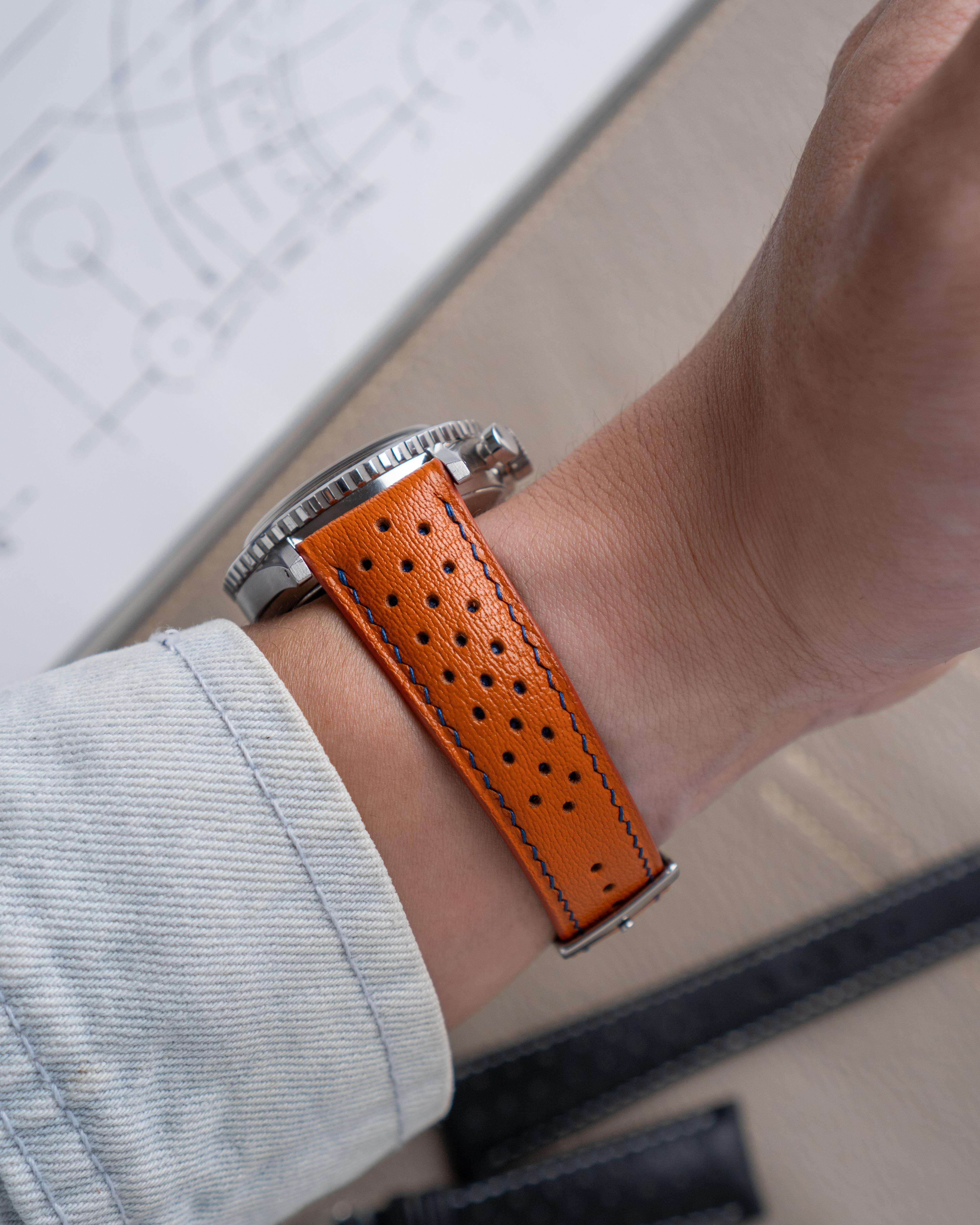 Nivada Watch with Leather Racing Straps2121