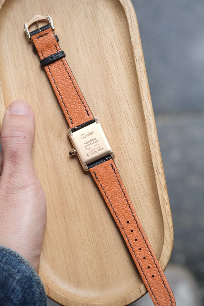 Black Togo Strap For Cartier Tank (FOLDED EDGE)0