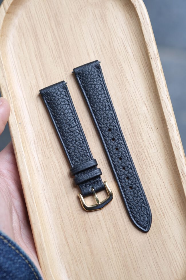 Black Togo Strap For Cartier Tank (FOLDED EDGE)1