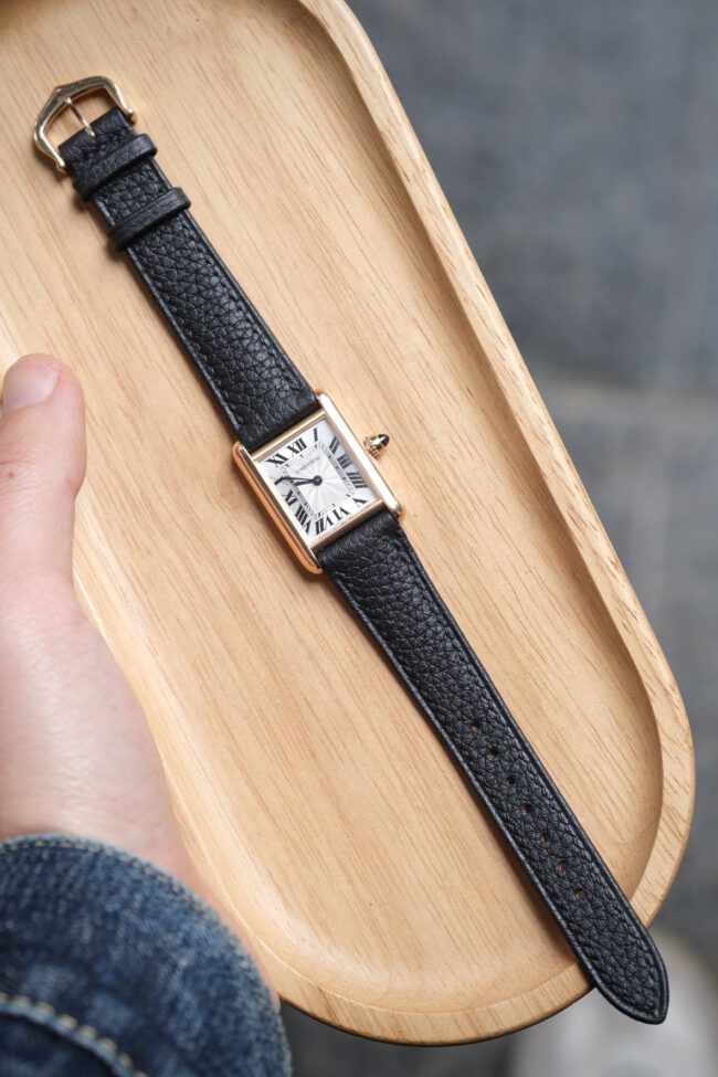 Black Togo Strap For Cartier Tank (FOLDED EDGE)8