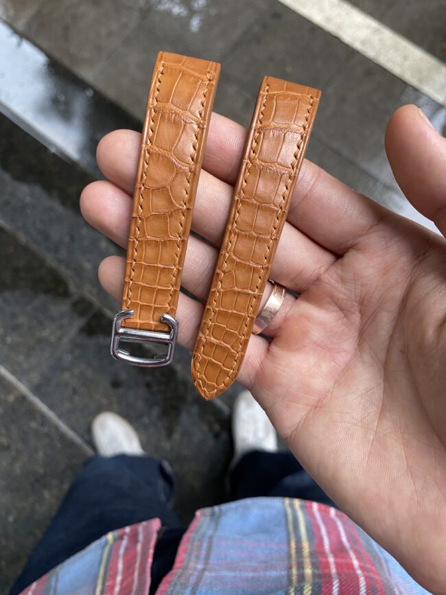 Tobaco Alligator Strap For Cartier Santos Dumont