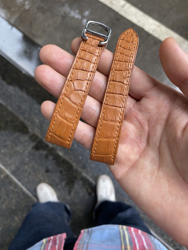 Tobaco Alligator Strap For Cartier Santos Dumont1