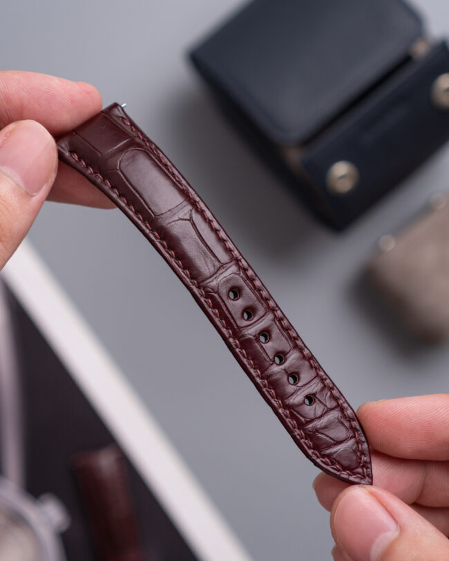 Burgundy Alligator Strap (FOLDED EDGE)5