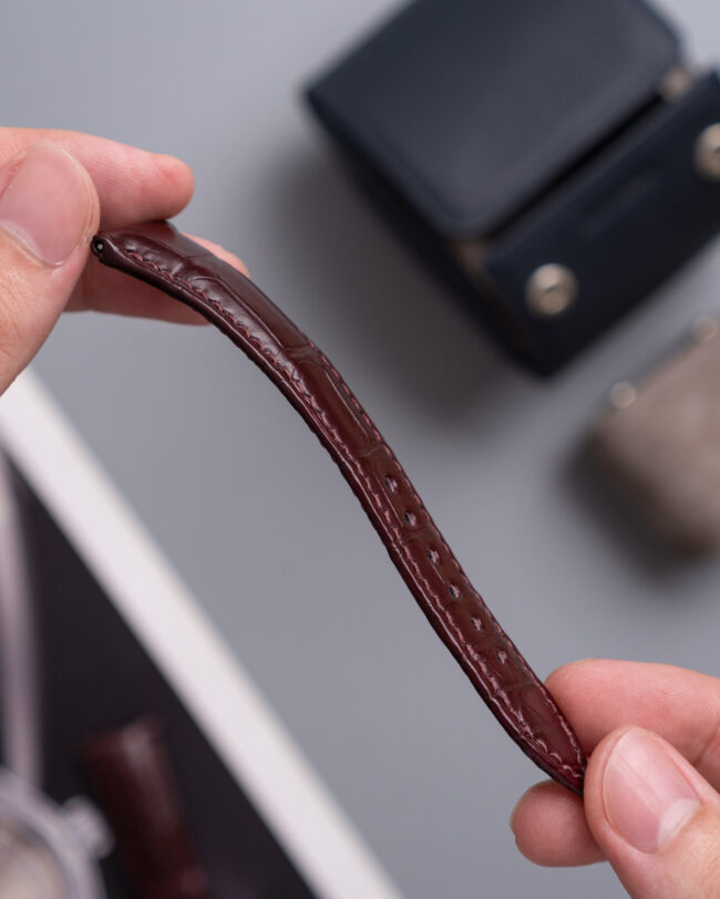 Burgundy Alligator Strap (FOLDED EDGE)6