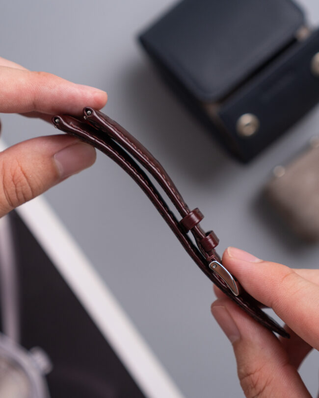 Burgundy Alligator Strap (FOLDED EDGE)8