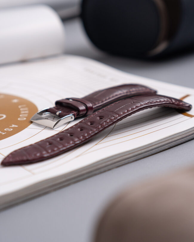 Burgundy Alligator Strap (FOLDED EDGE)9
