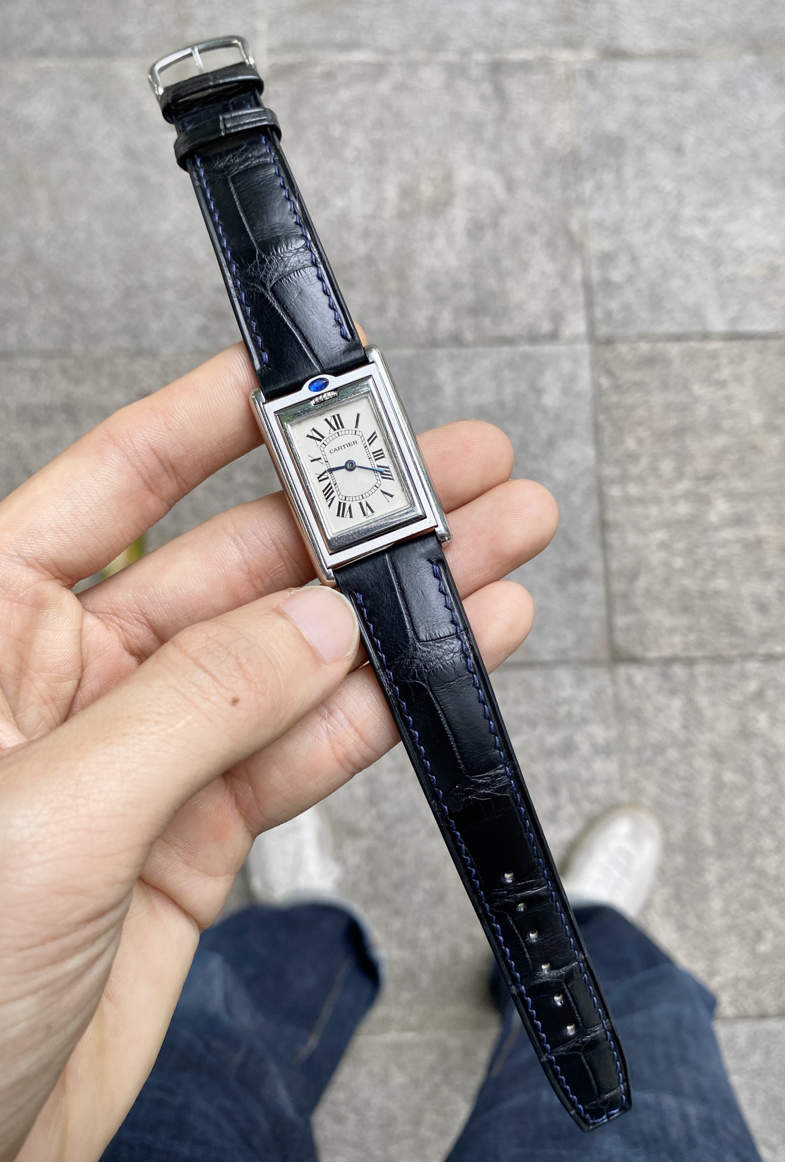 Matte Black Alligator for Cartier Tank Basculante 12 Matte Black Alligator for Cartier Tank Basculante