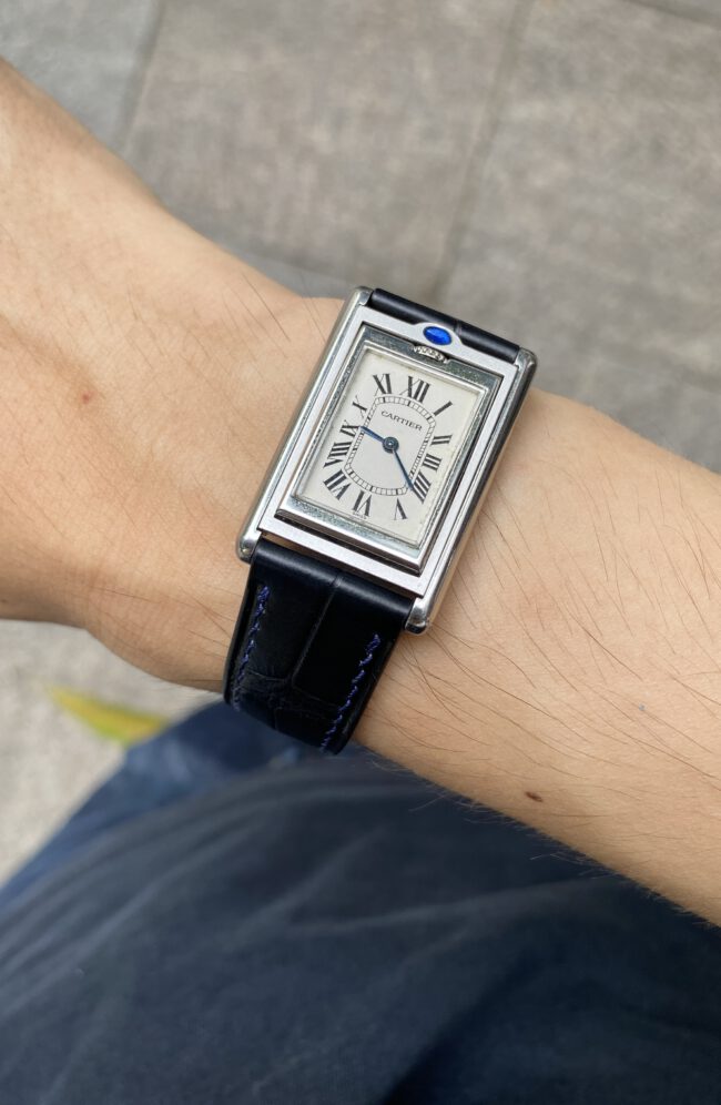 Matte Black Alligator for Cartier Tank Basculante1