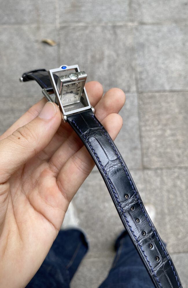 Matte Black Alligator for Cartier Tank Basculante2