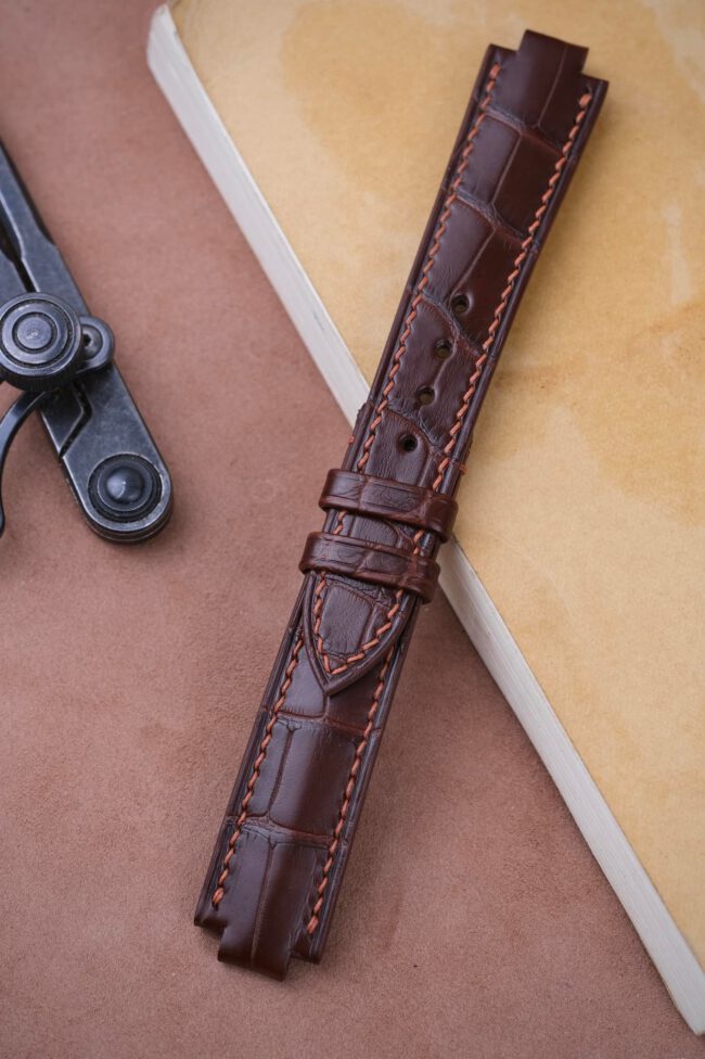 Dark Brown Alligator Strap For LOUIS VUITTON TAMBOUR LOVELY CUP1