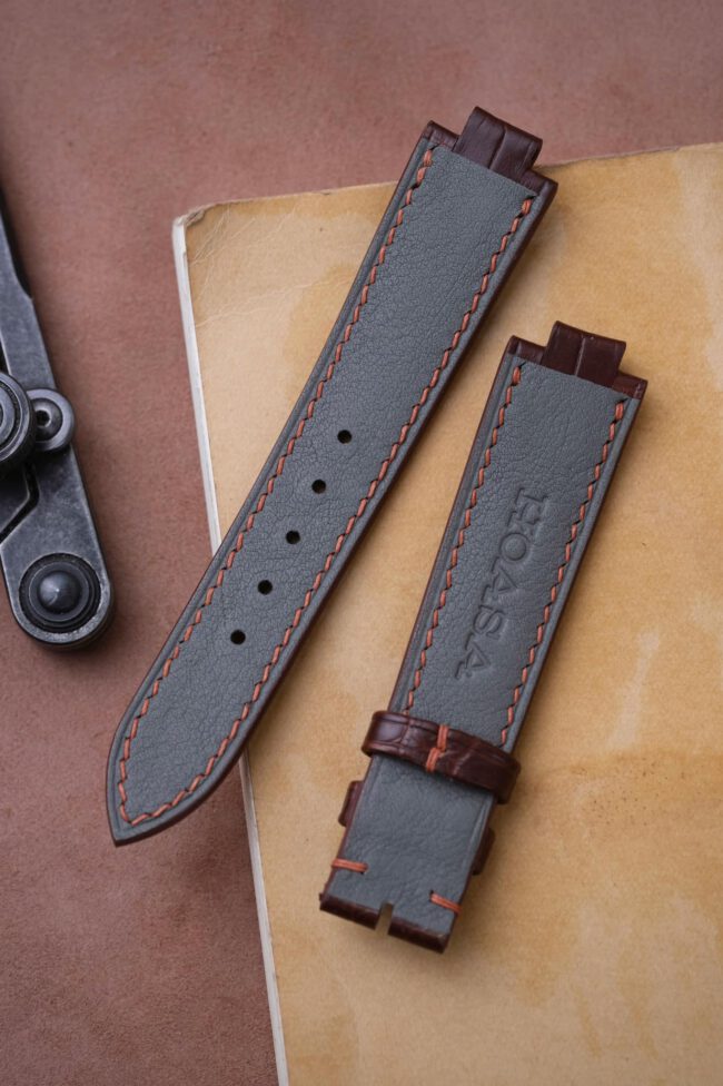Dark Brown Alligator Strap For LOUIS VUITTON TAMBOUR LOVELY CUP3