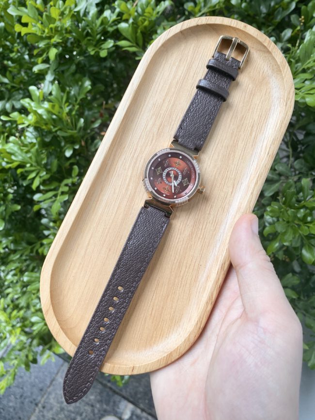 Dark Brown Cherve Strap For LOUIS VUITTON TAMBOUR LOVELY CUP
