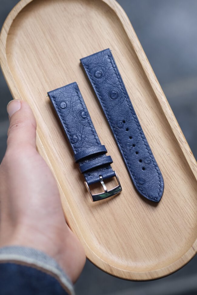Blue Ostrich Slim Strap