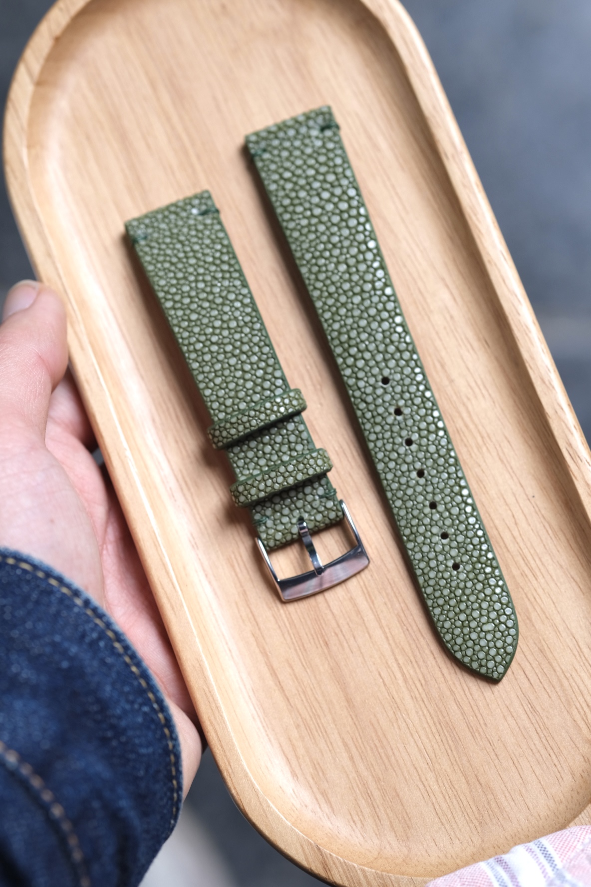 Green Stingray Leather Watch Strap 7 Stingray Leather Watch Strap