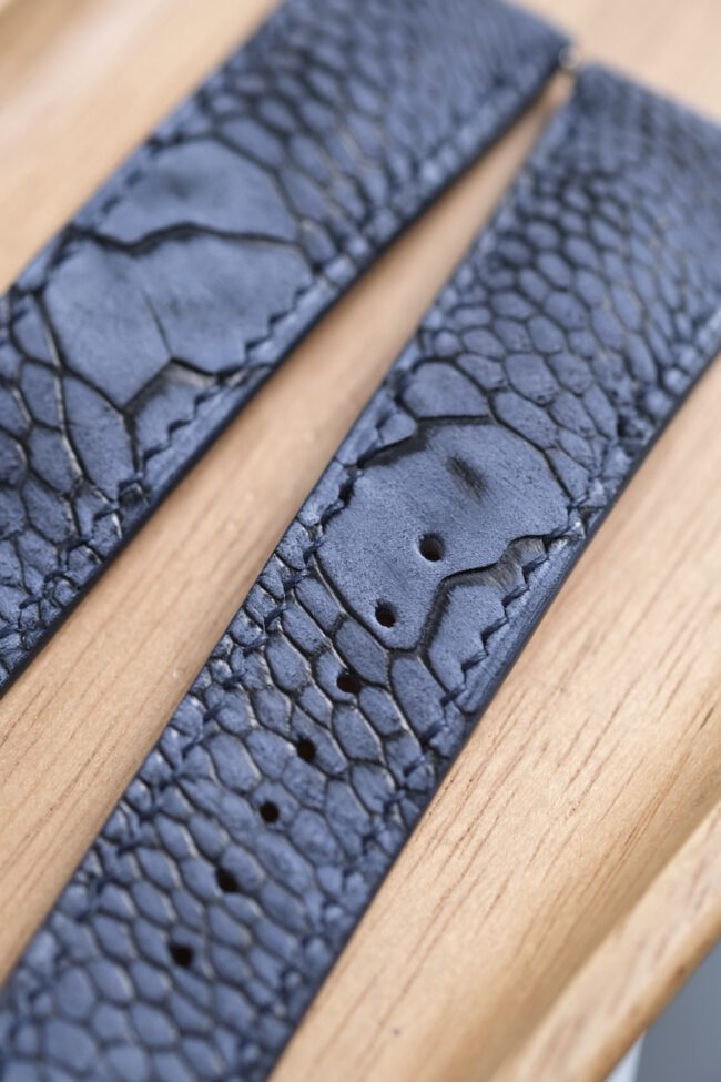 Two‑Piece Ostrich Strap for Omega (Blue)1