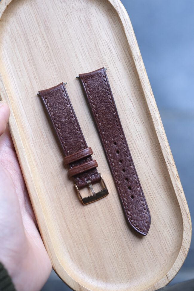 Brown Cowhide Slim Strap (Curved)