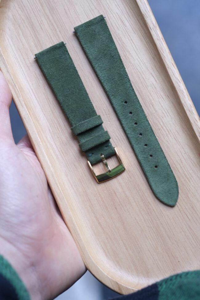 Dark Green Suede Stitchless Strap (FOLDED EDGE)